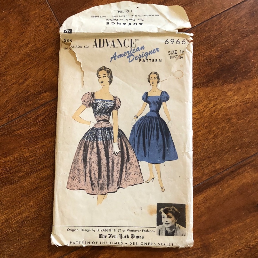 Vintage 50s Advance Elizabeth Hilt of Westover Fashions Sewing Pattern